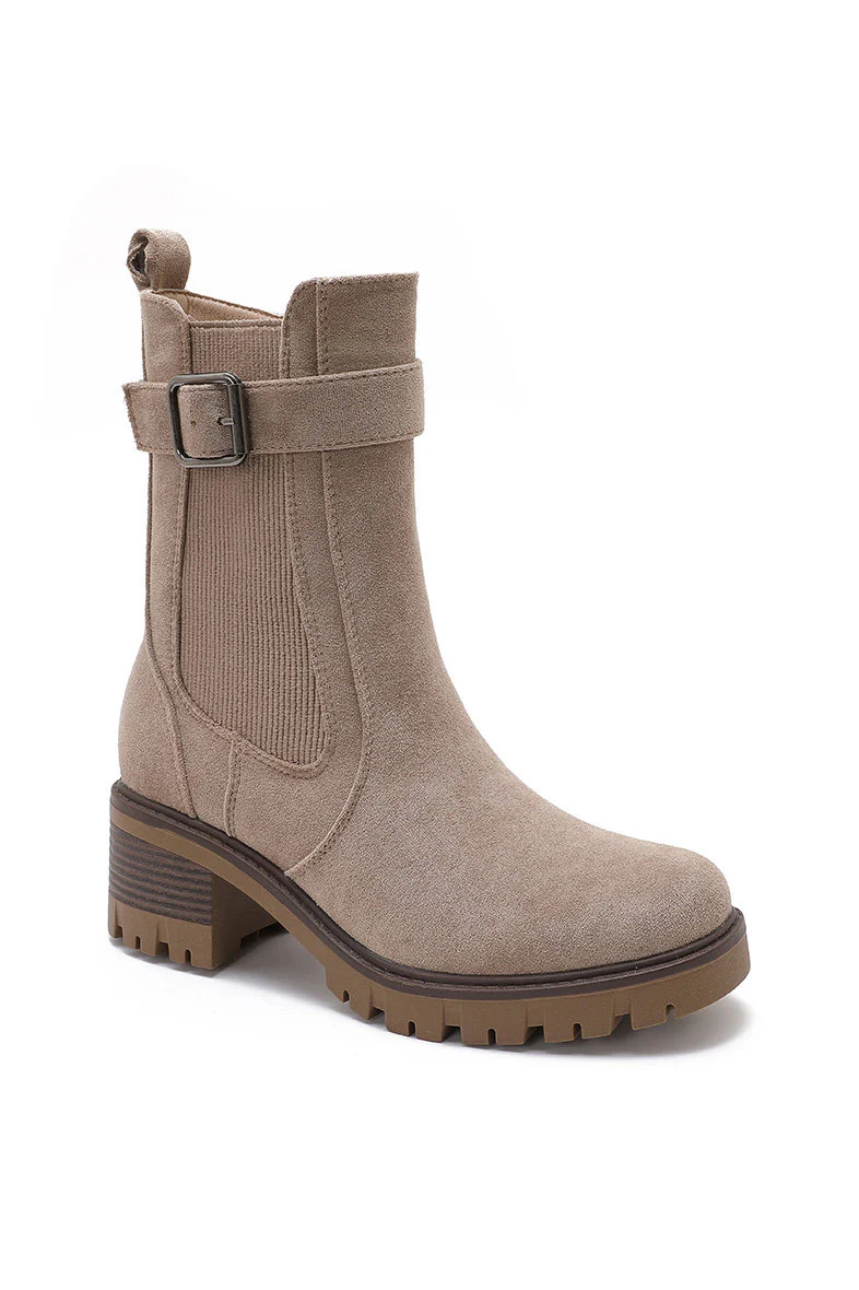 Hunter Stone Contrast Sole Suedette Chelsea Boots - Weharma