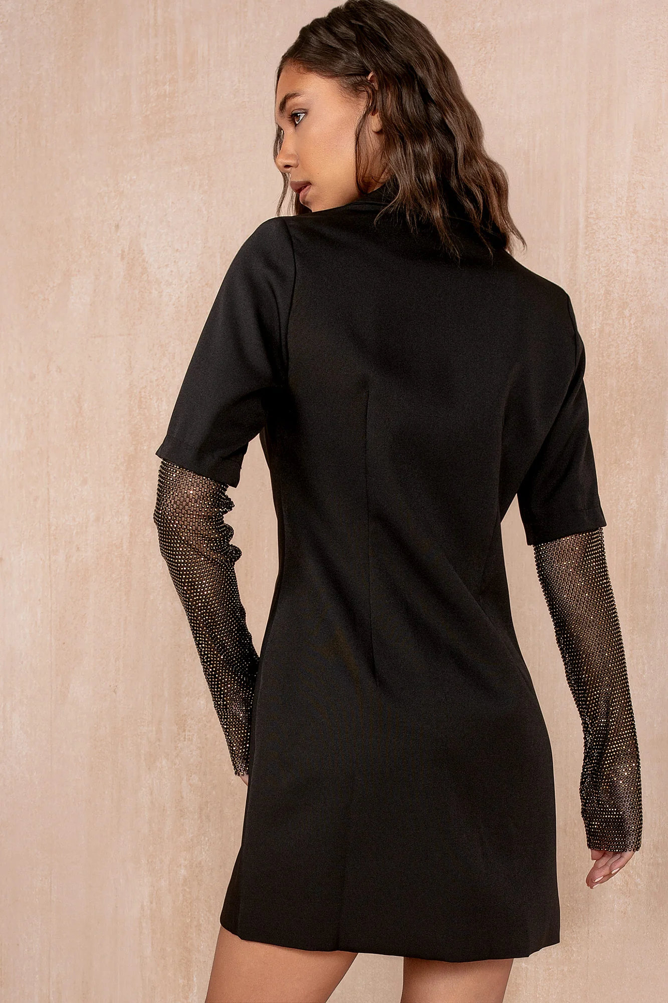 Kerry Black Sequin Sleeve Blazer Dress - Weharma