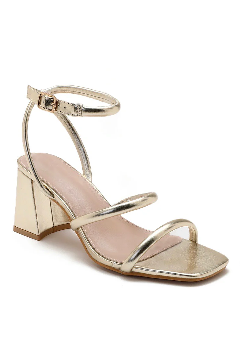Bella Gold PU Block Heels - Weharma