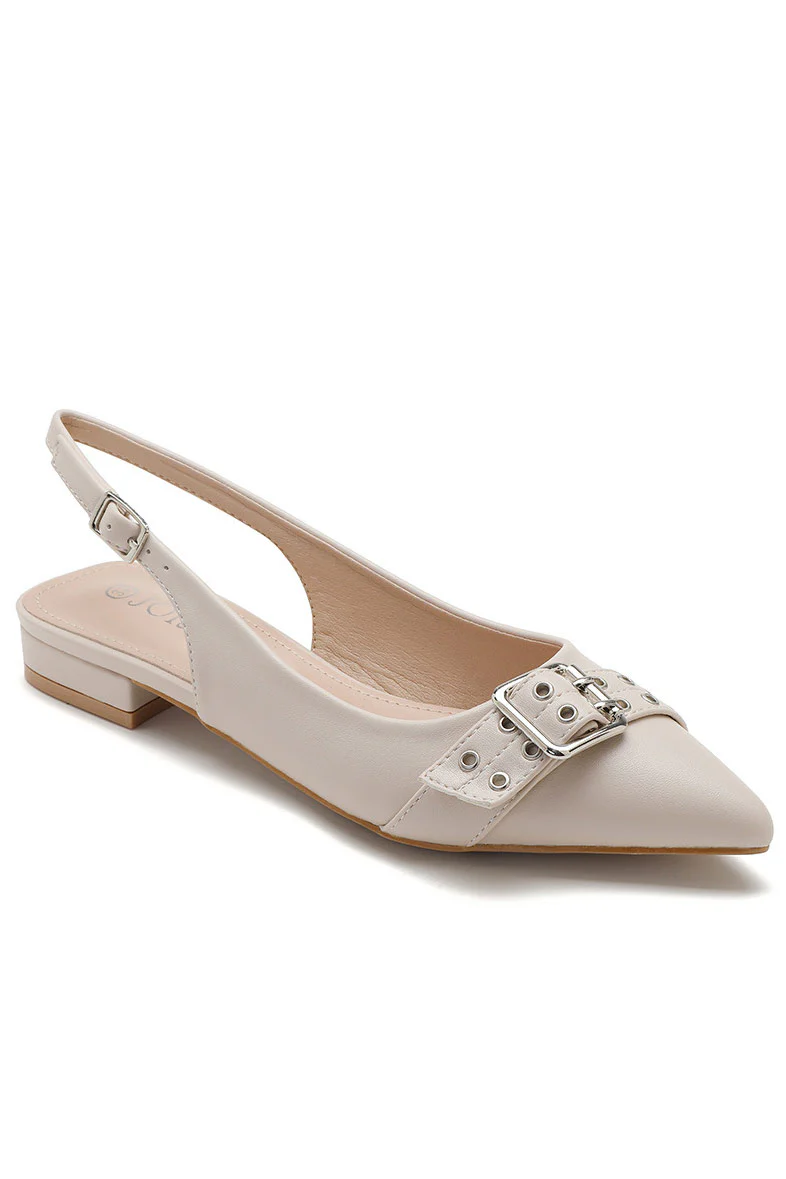 Delilah Cream PU Slingback Shoe - Weharma