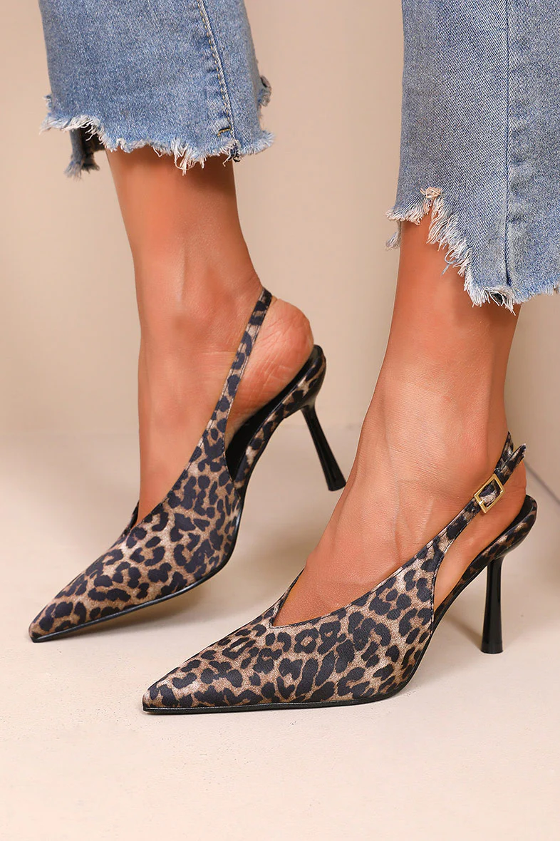 Fabia Leopard Print Slingback Heels - Weharma