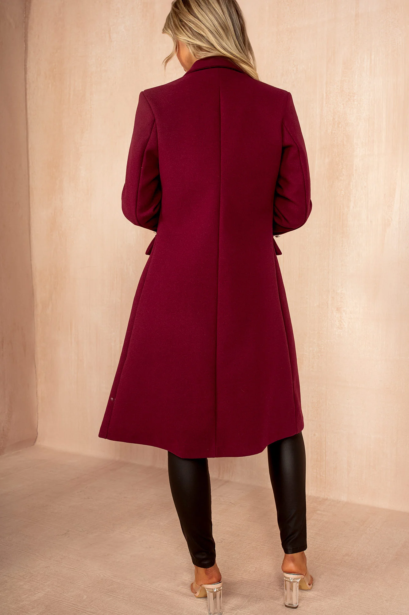 Winona Plum Longline Double Breasted Coat - Weharma