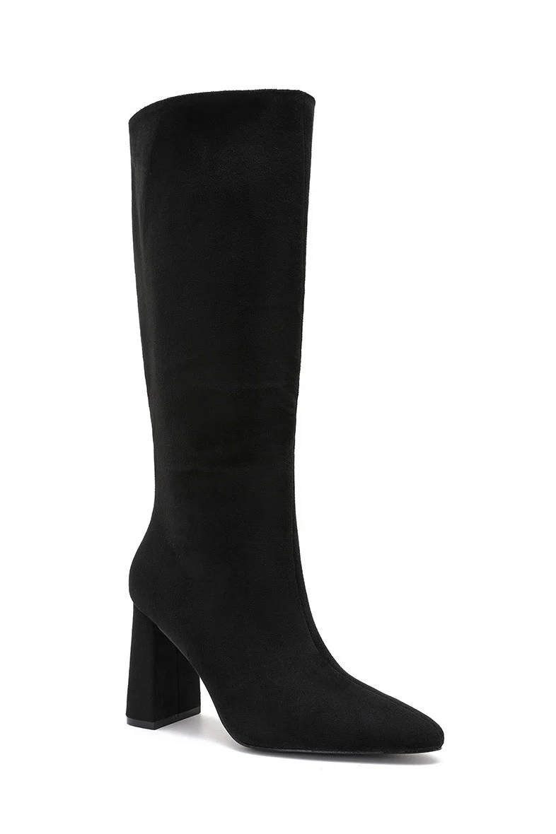 Aurora Black Suedette Knee High Boots - Weharma