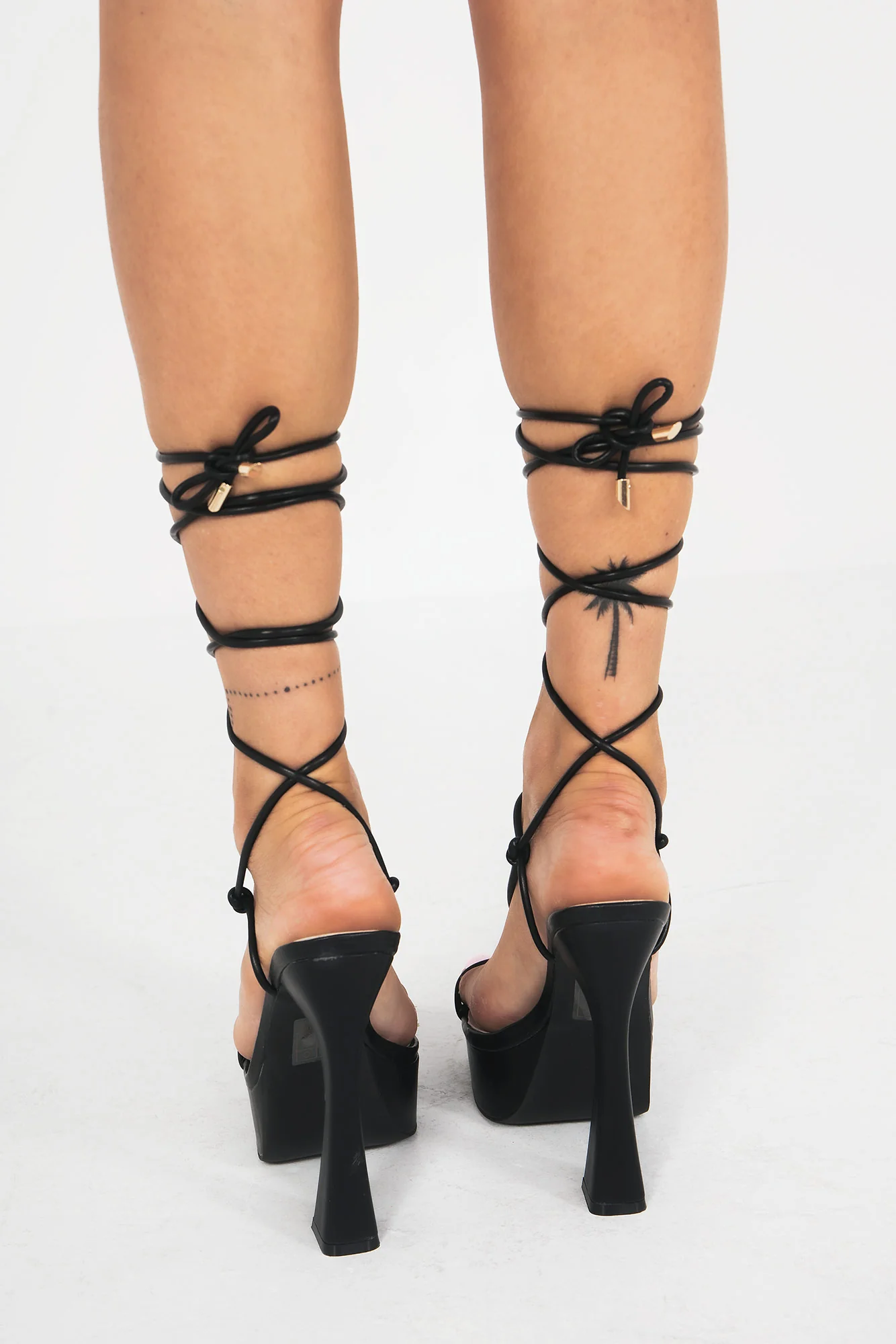 Allison Black Lace Up Platform Heels - Weharma