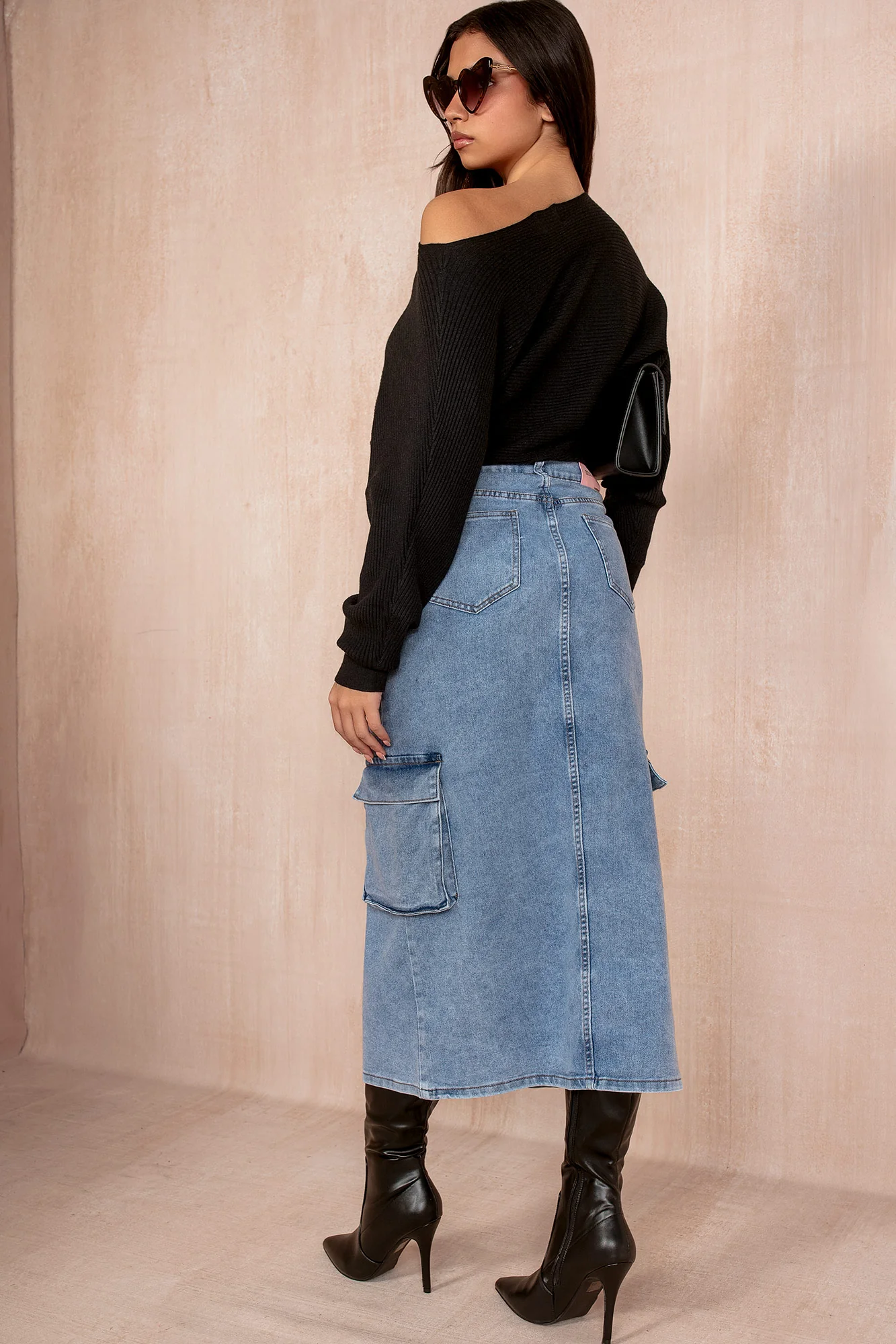 Harley Blue Denim Pocket Detail Skirt - Weharma