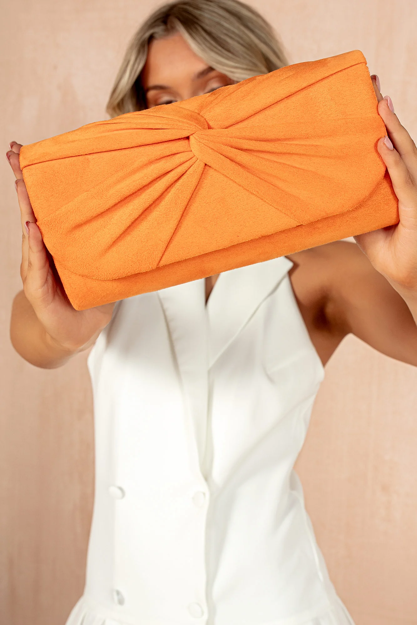 Miranda Orange Suedette Detachable Chain Bag - Weharma