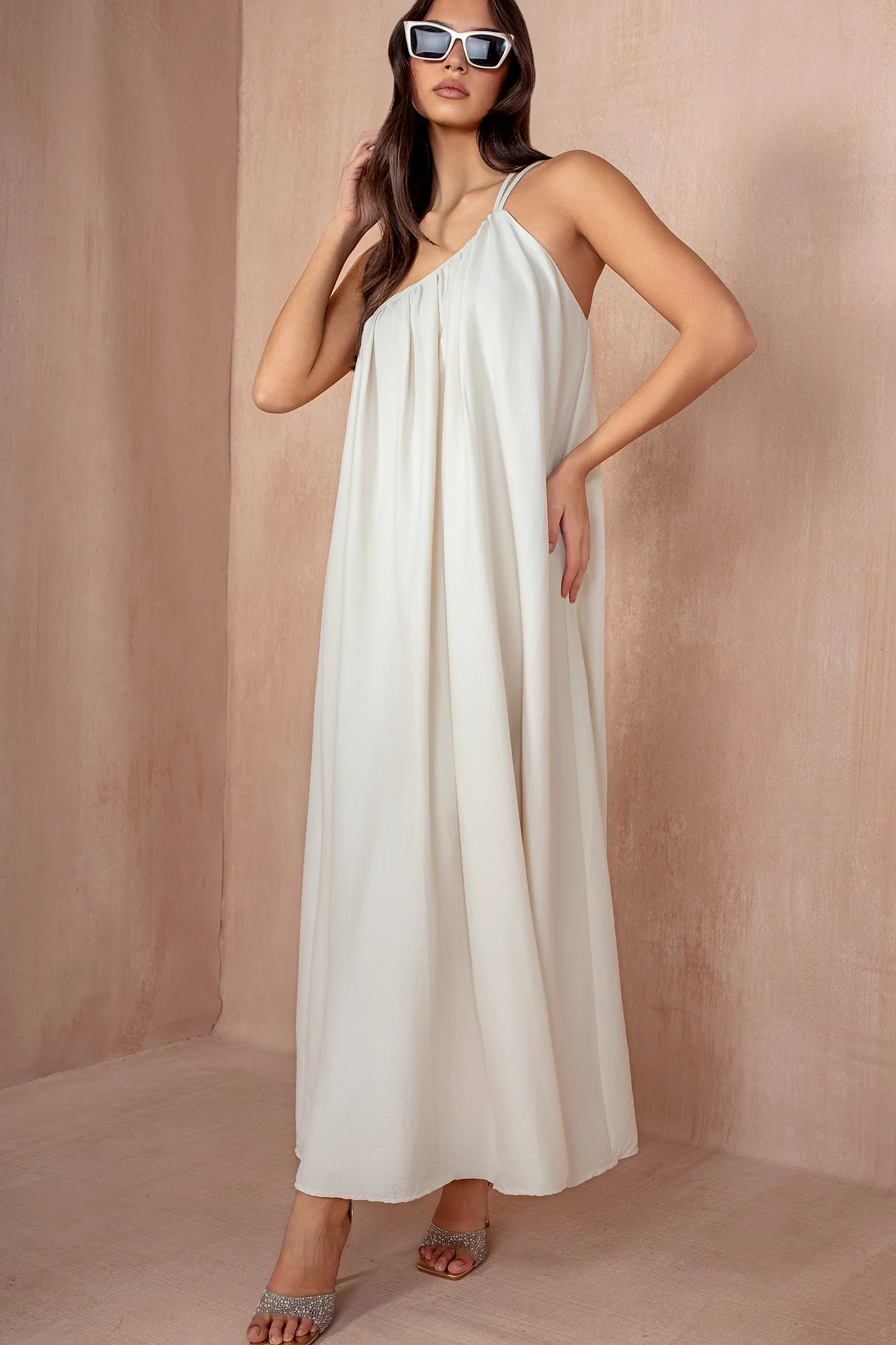 Eileen Stone Oversized One Shoulder Maxi Dress - Weharma