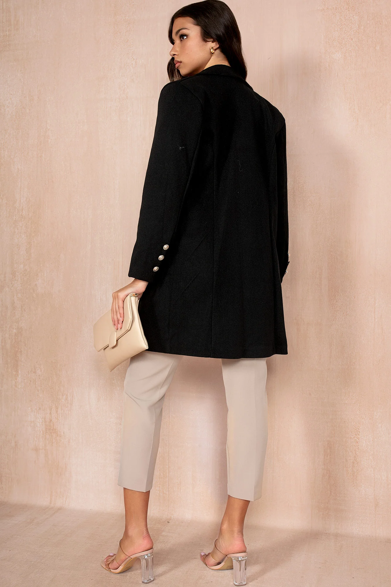 Julissa Black Double Breasted Coat - Weharma