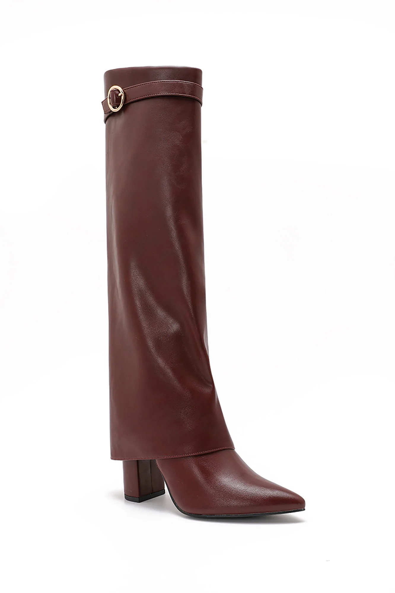 Mo Wine Fold Over Knee High Boots - Weharma