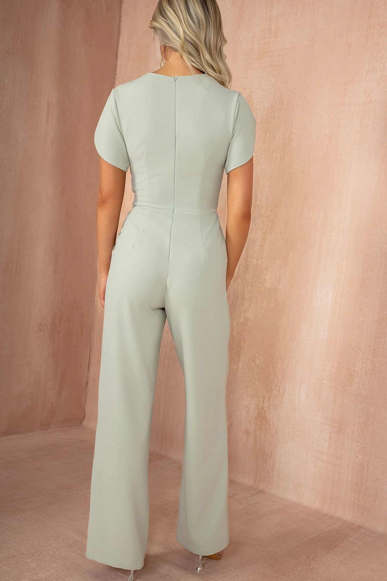 Bridget Sage Wrap Front Jumpsuit - Weharma