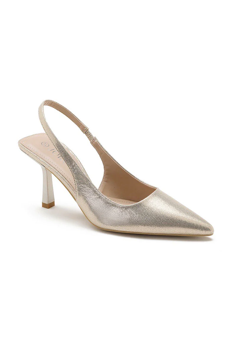 Jillian Gold PU Slingback Heels - Weharma