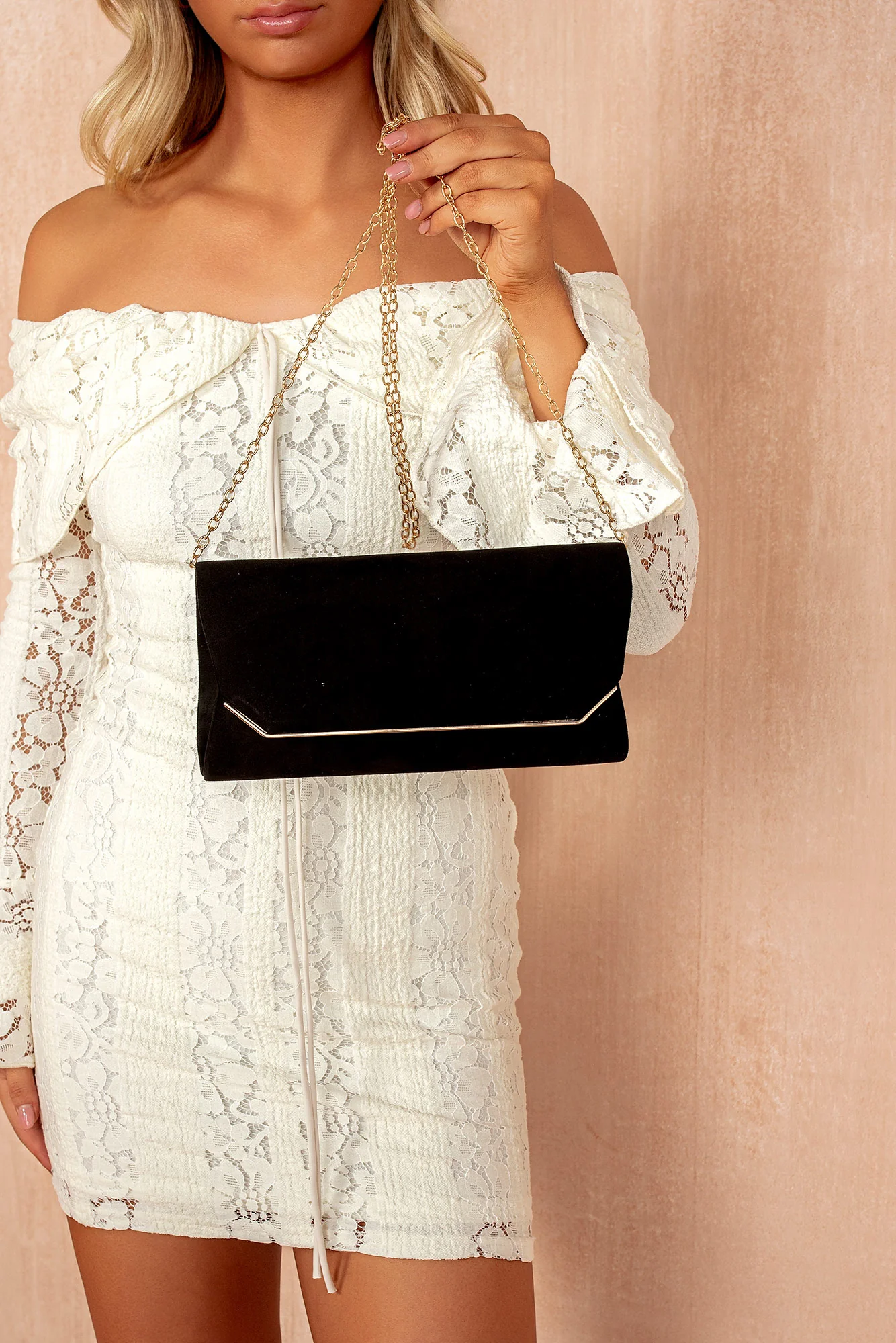 Trixie Black Suedette Detachable Chain Bag - Weharma