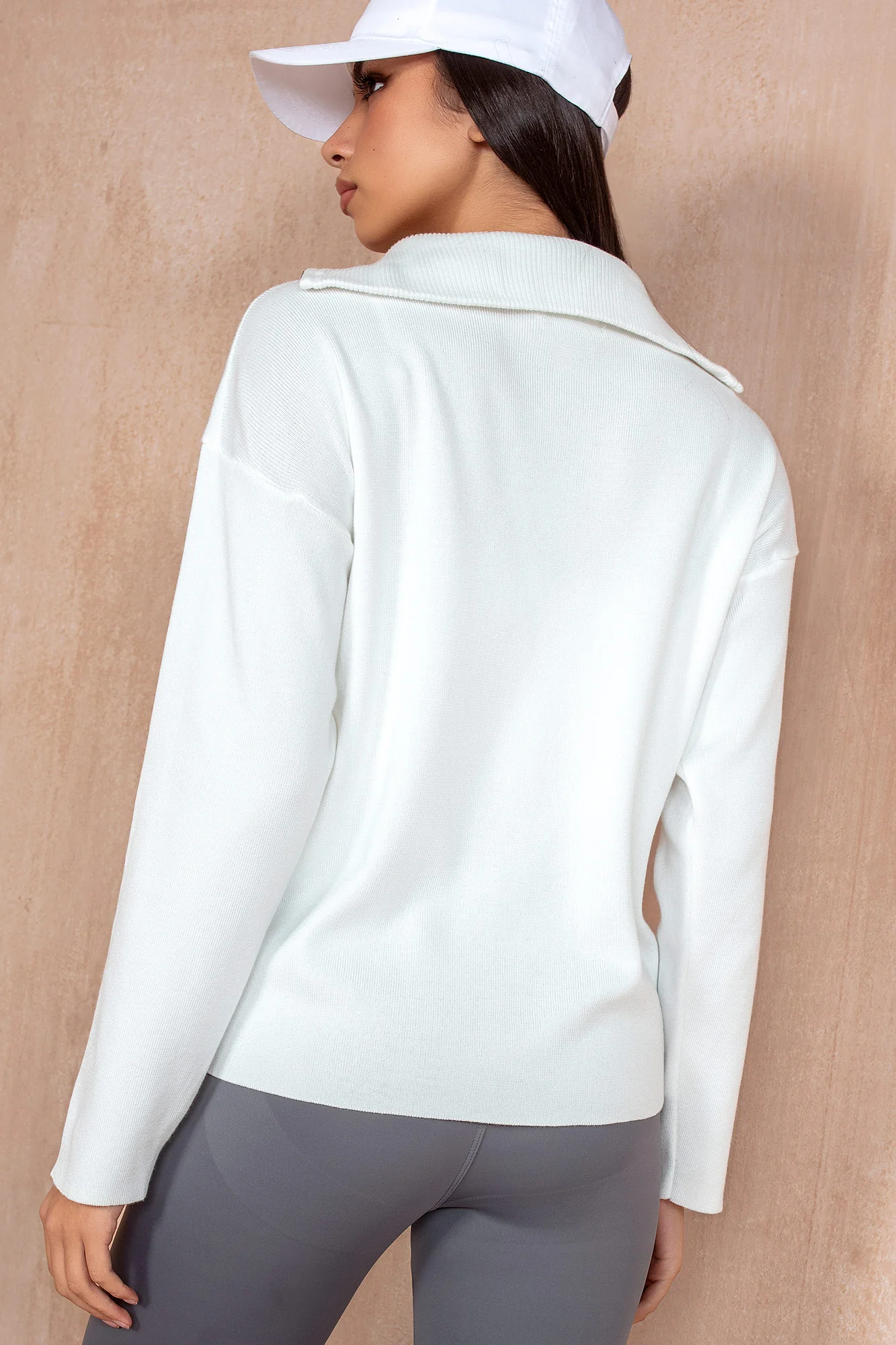 Gloria White Knit Half Zip - Weharma