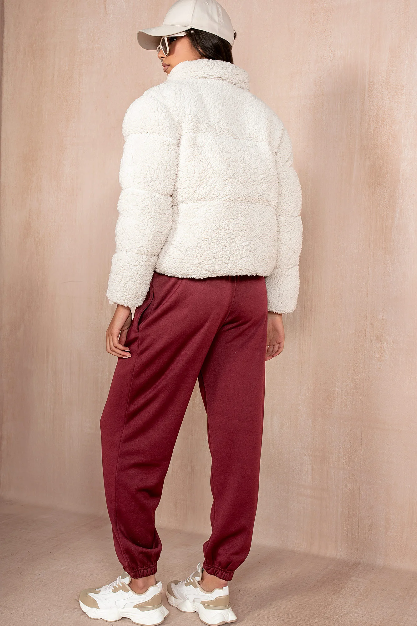 Lottie Cream Teddy Puffer Jacket - Weharma