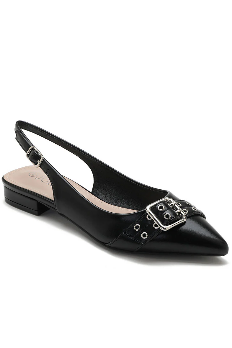 Delilah Black PU Slingback Shoe - Weharma