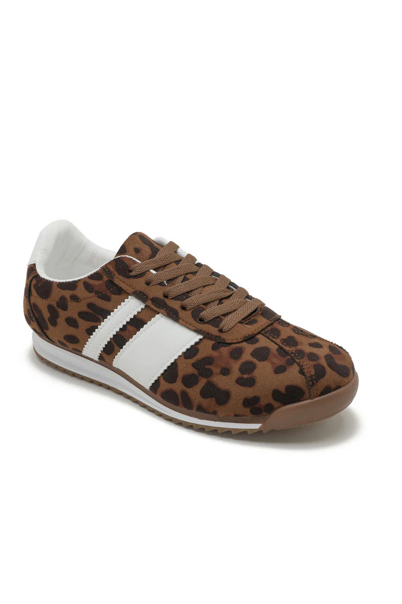 Orianna Leopard Suedette Trainers - Weharma