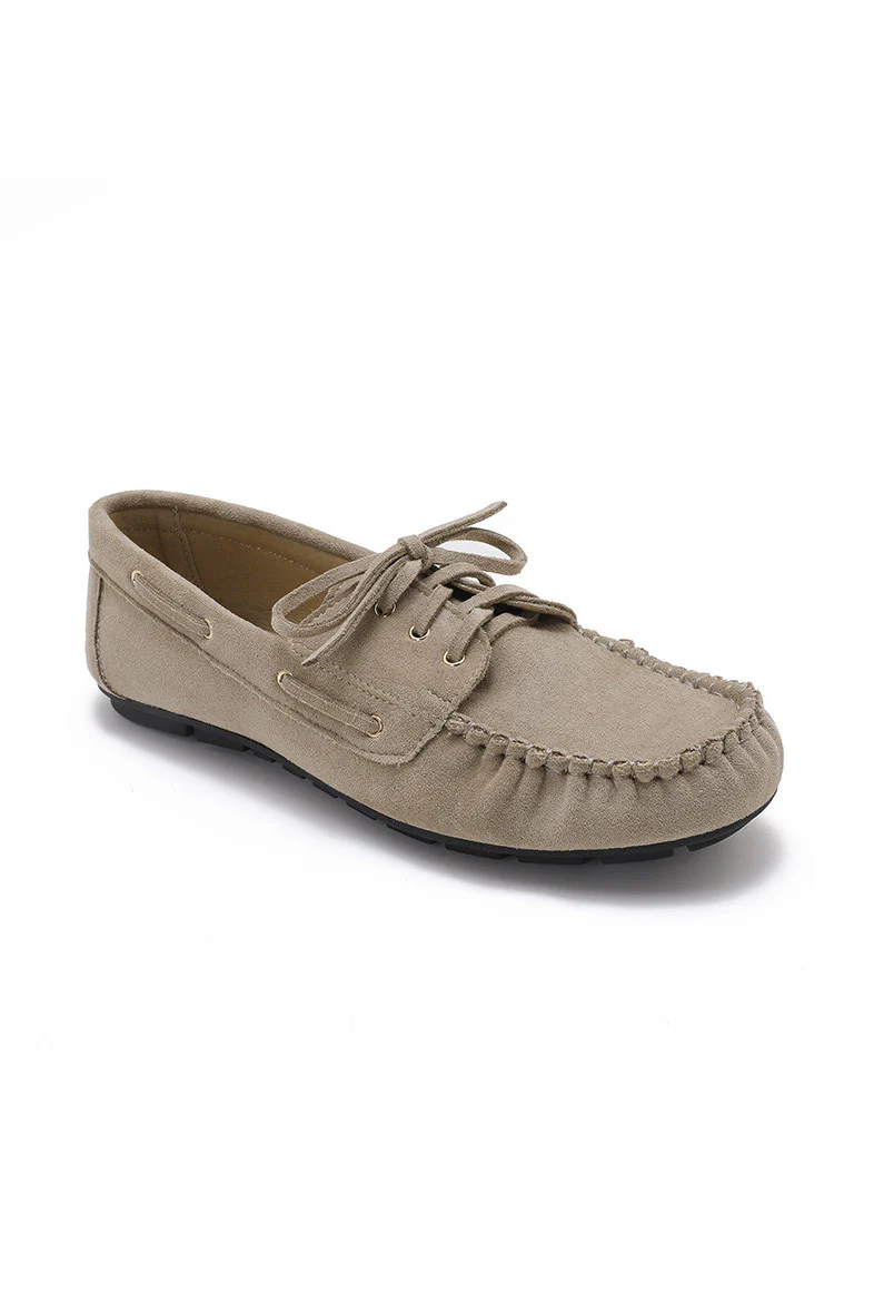 Brooke Stone Suedette Moccasins - Weharma