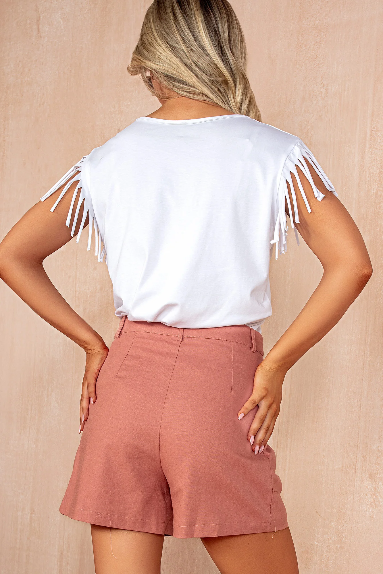 Claire White Cotton Tassel Sleeve T Shirt - Weharma