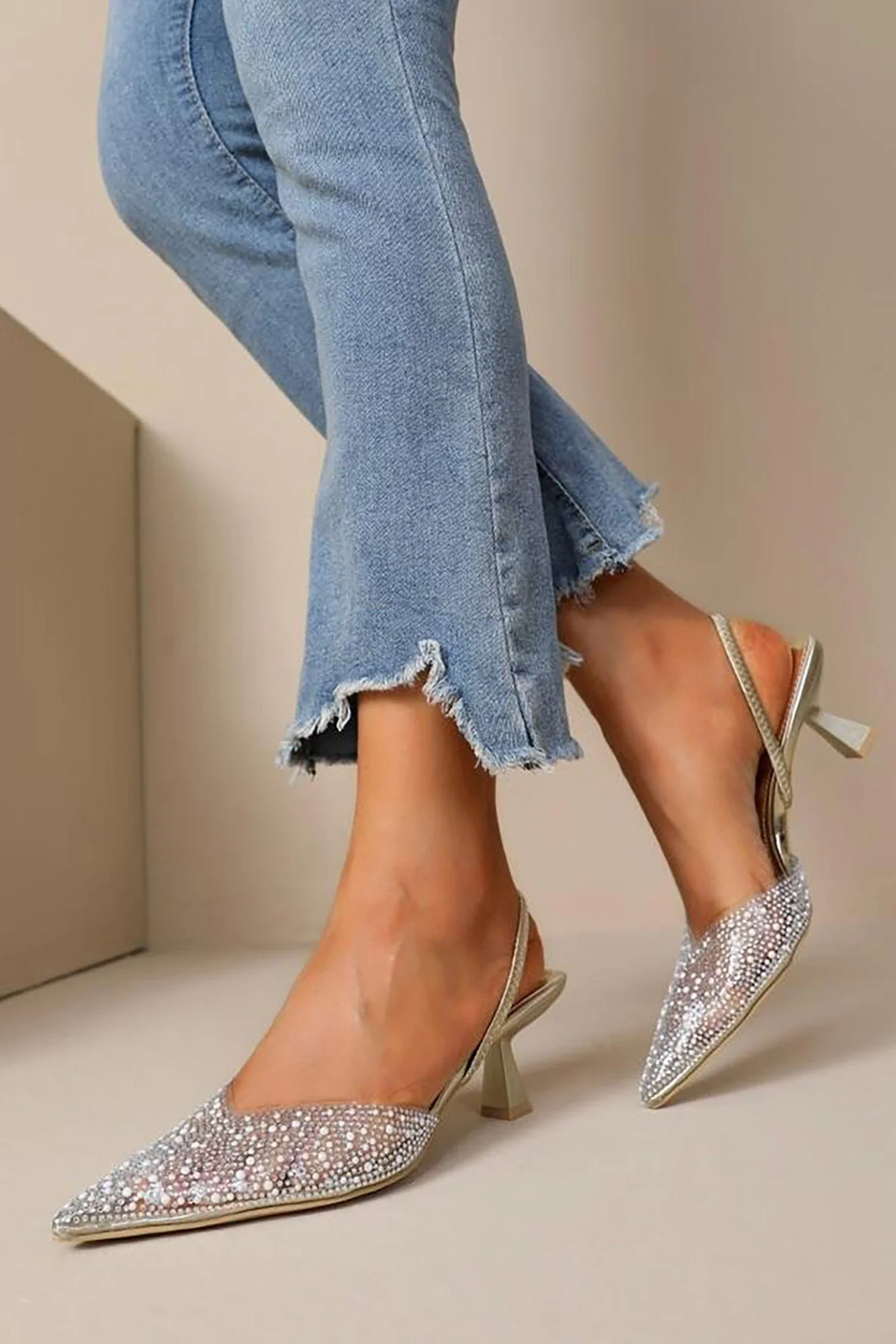 Angela Gold Pearl Court Heels - Weharma