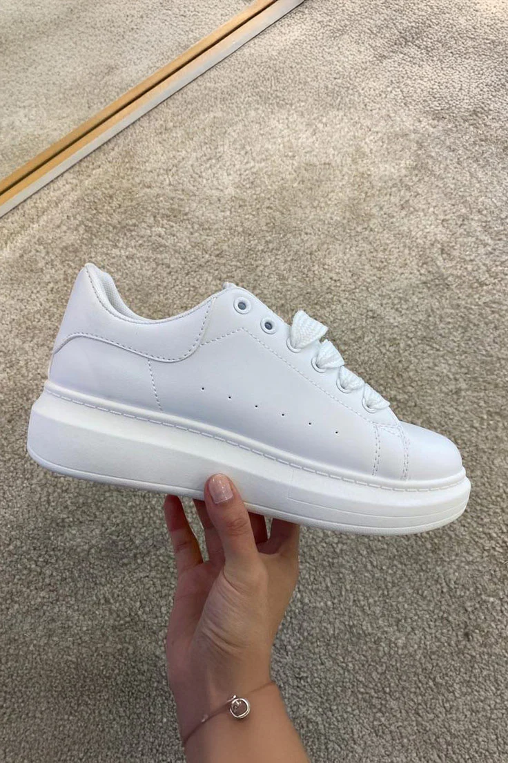 Kellie White PU Chunky Trainers - Weharma