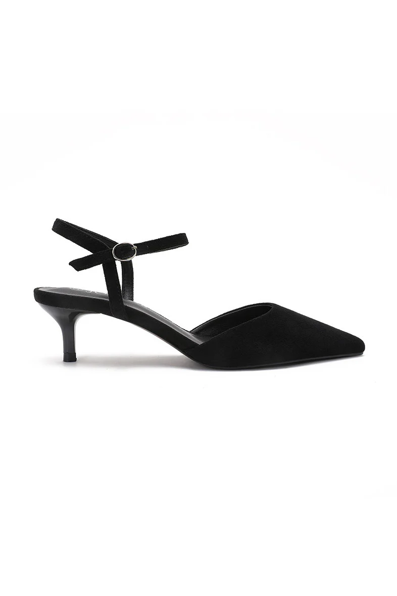 Darlene Black Suedette Kitten Heels - Weharma