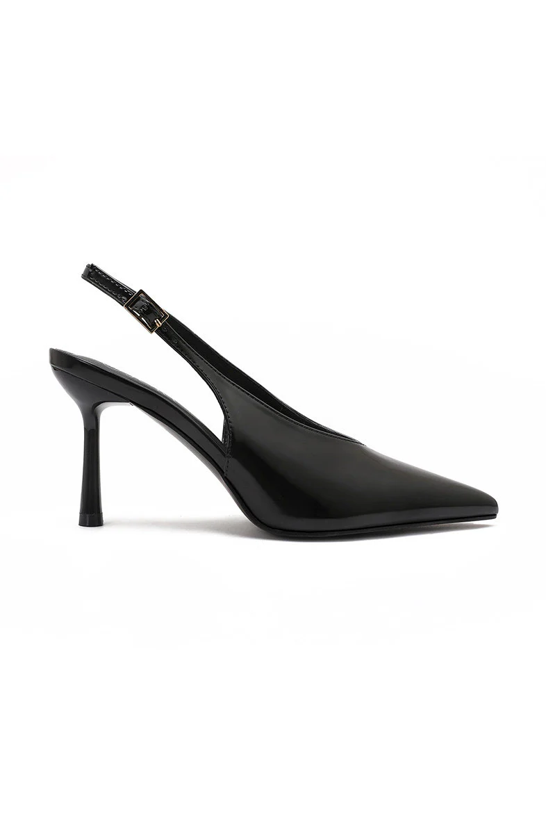 Fabia Black Patent Slingback Heels - Weharma
