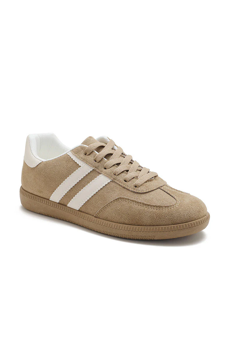 Alaina Camel Suedette Trainers - Weharma