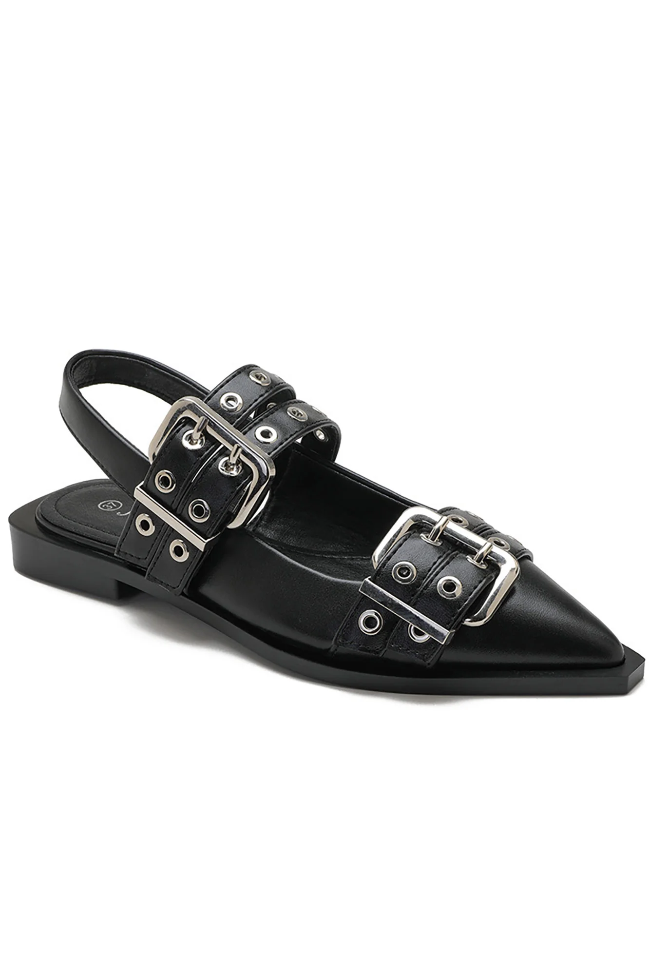 Willow Black PU Buckle Slingback Shoe - Weharma