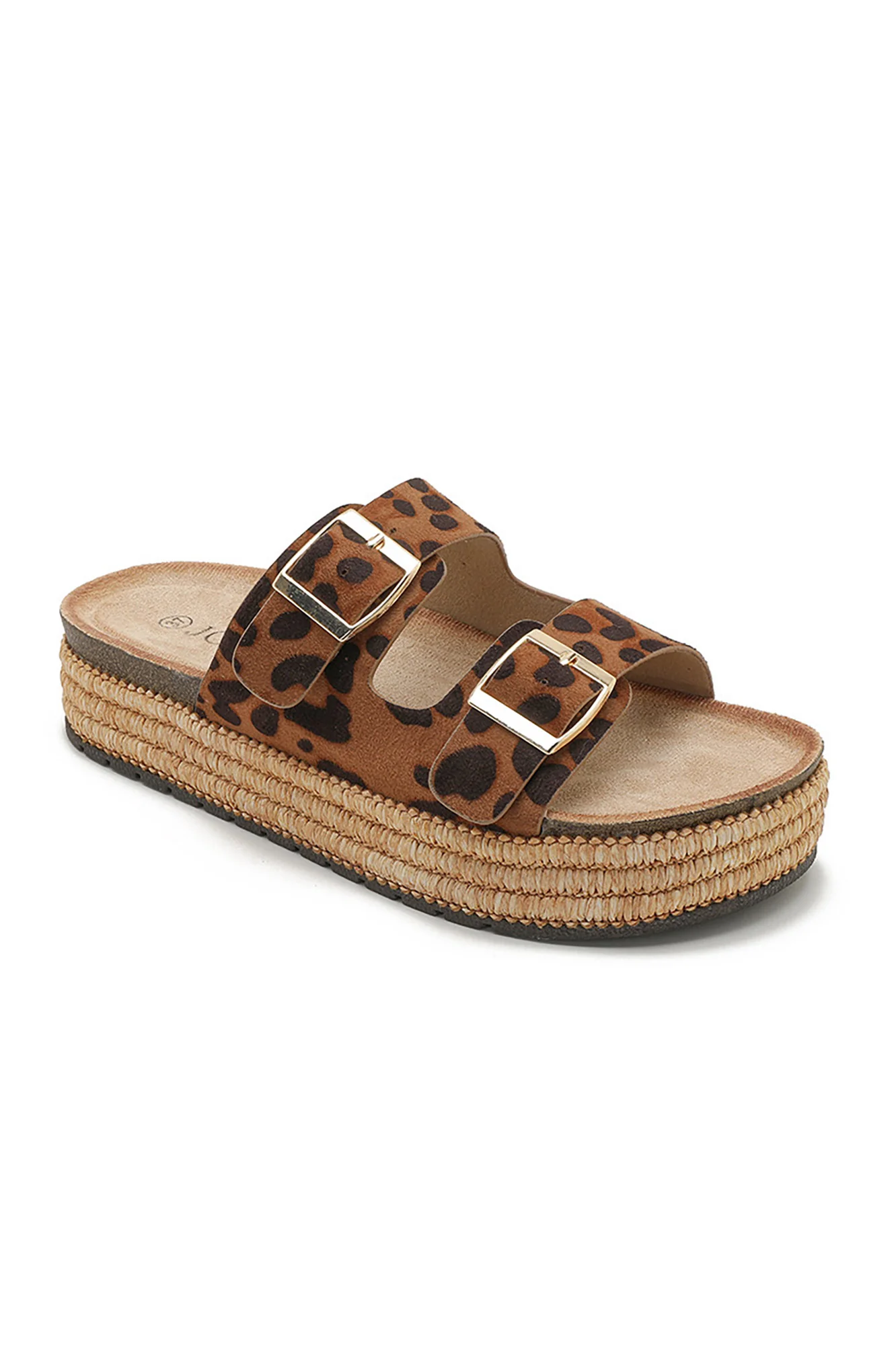 Florence Leopard Espadrille Flatform Sliders - Weharma