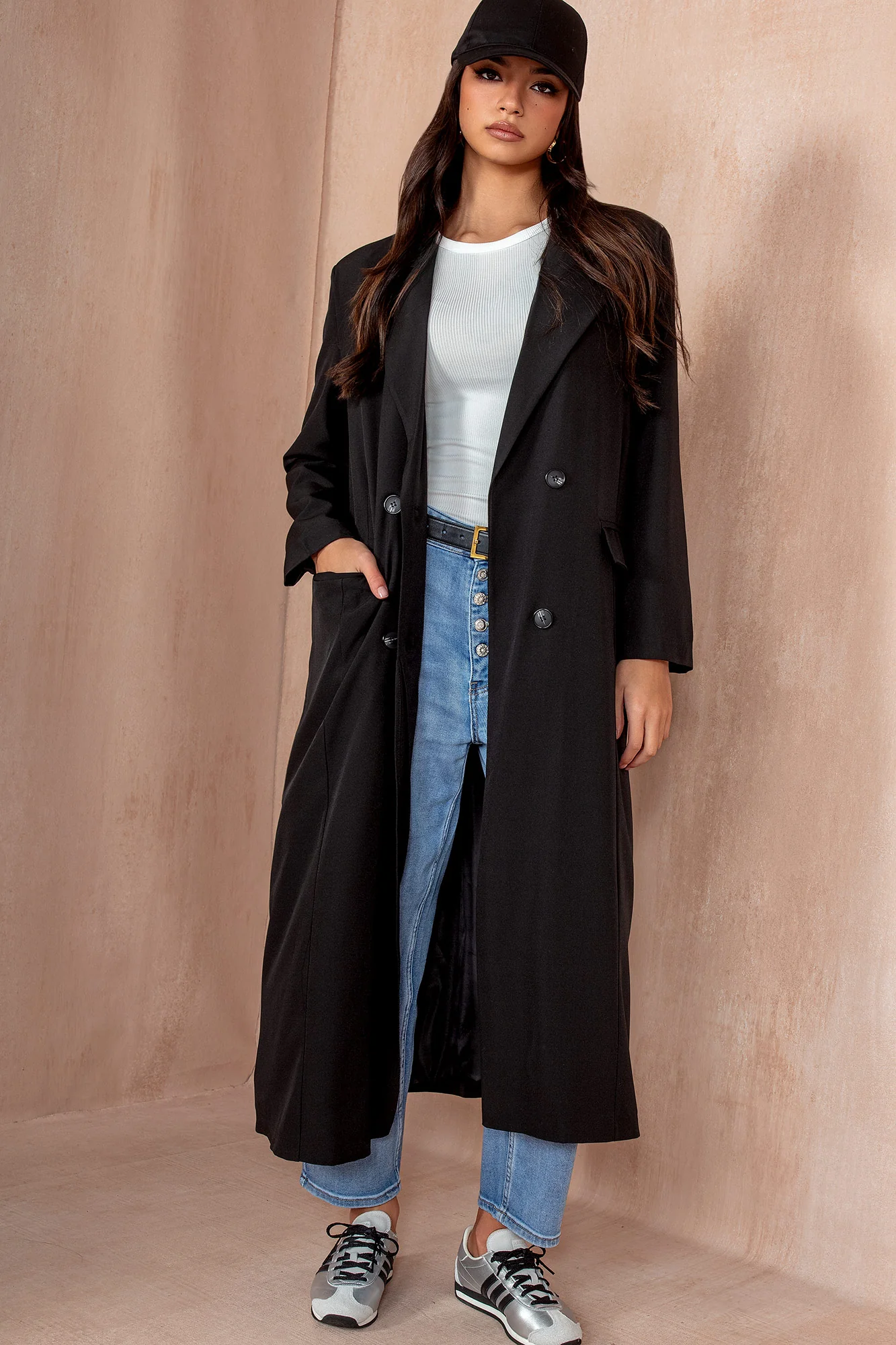 Florencia Black Double Breasted Coat - Weharma