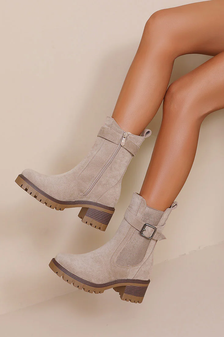 Hunter Stone Contrast Sole Suedette Chelsea Boots - Weharma