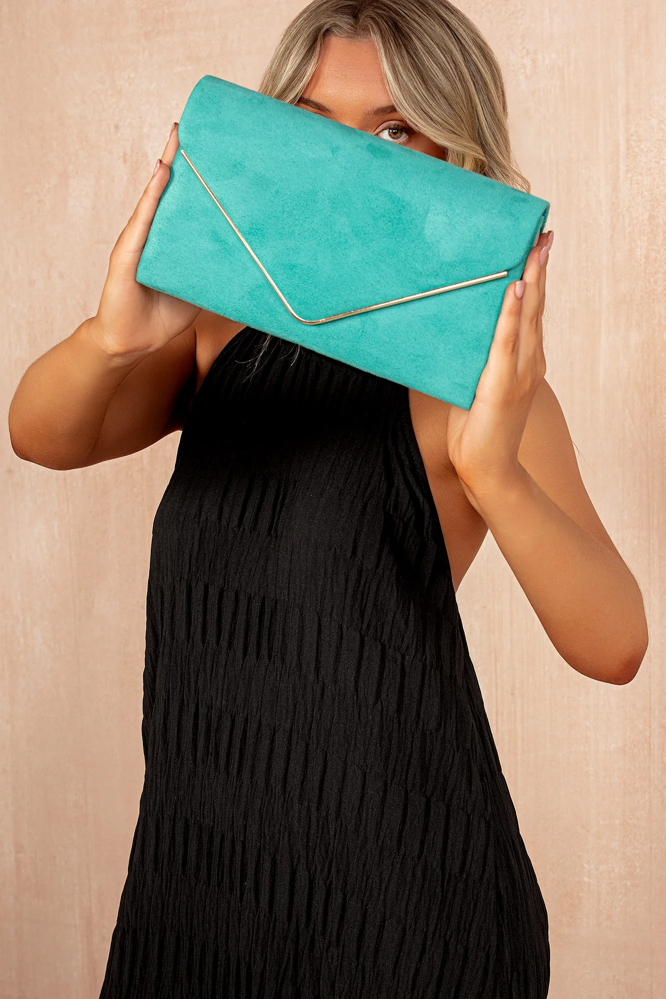 Pamela Turquoise Suedette Detachable Chain Bag - Weharma