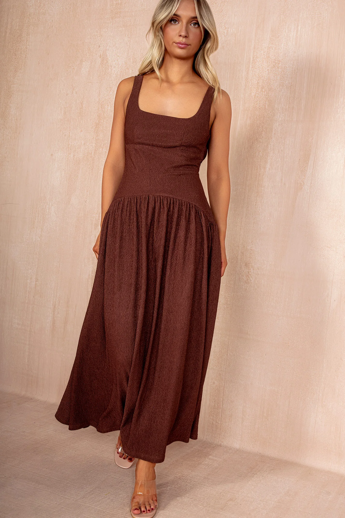 Shirley Chocolate Textured Dress - Weharma