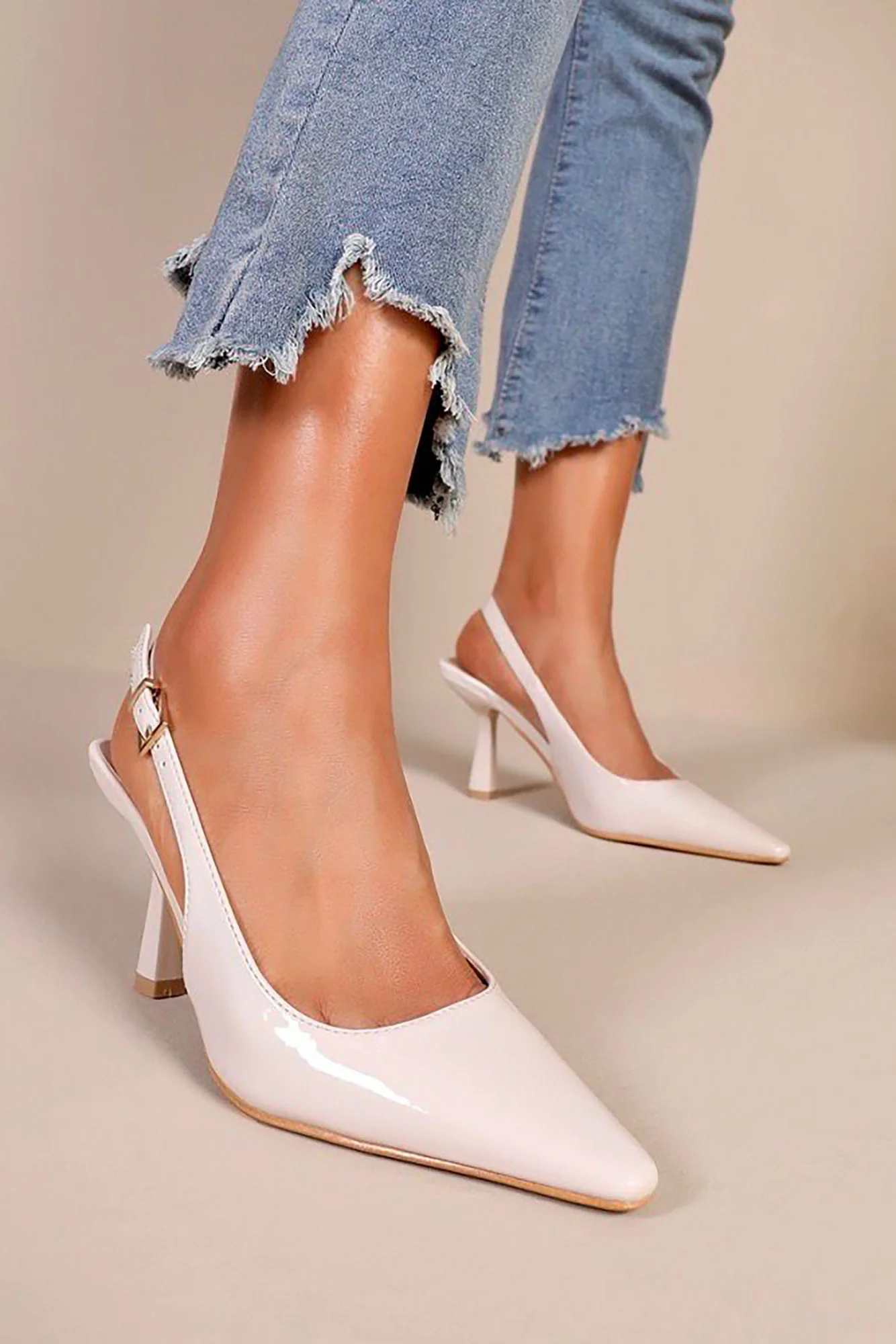 Paulina Nude Patent PU Court Heels - Weharma