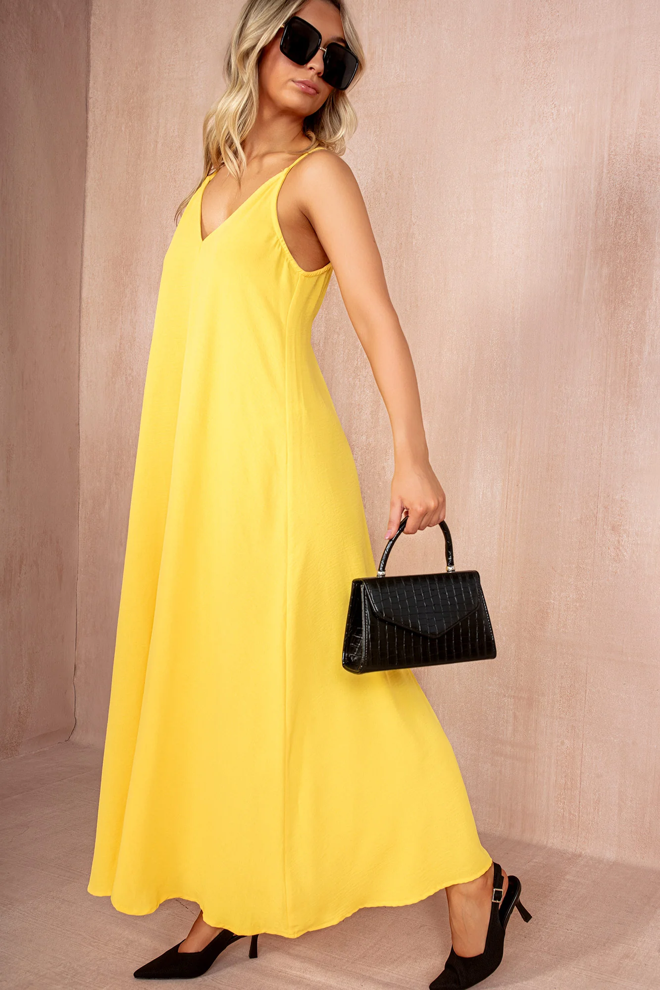 Rosalie Yellow Cami Maxi Dress - Weharma