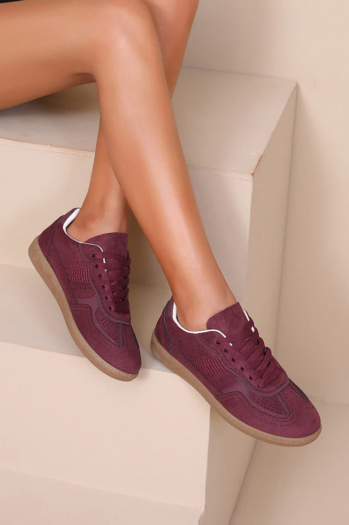 Ravi Wine Suedette Trainers - Weharma