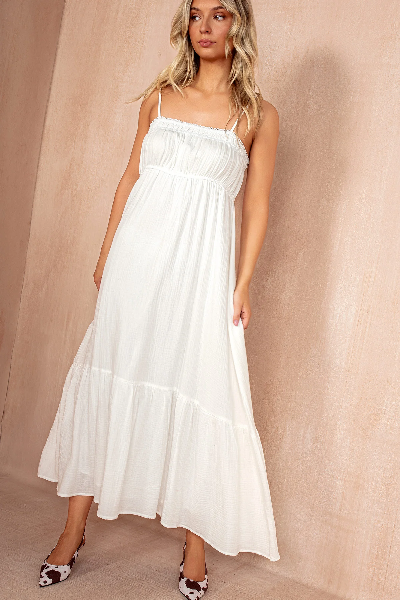Tessa White Cotton Cami Dress - Weharma