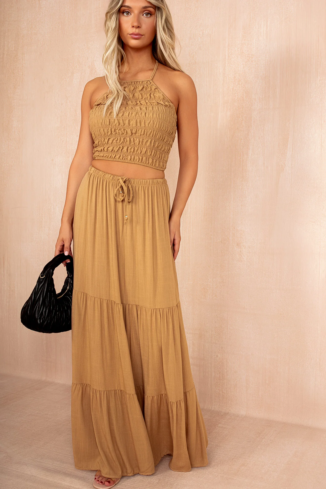 Vivian Camel Skirt Co Ord - Weharma