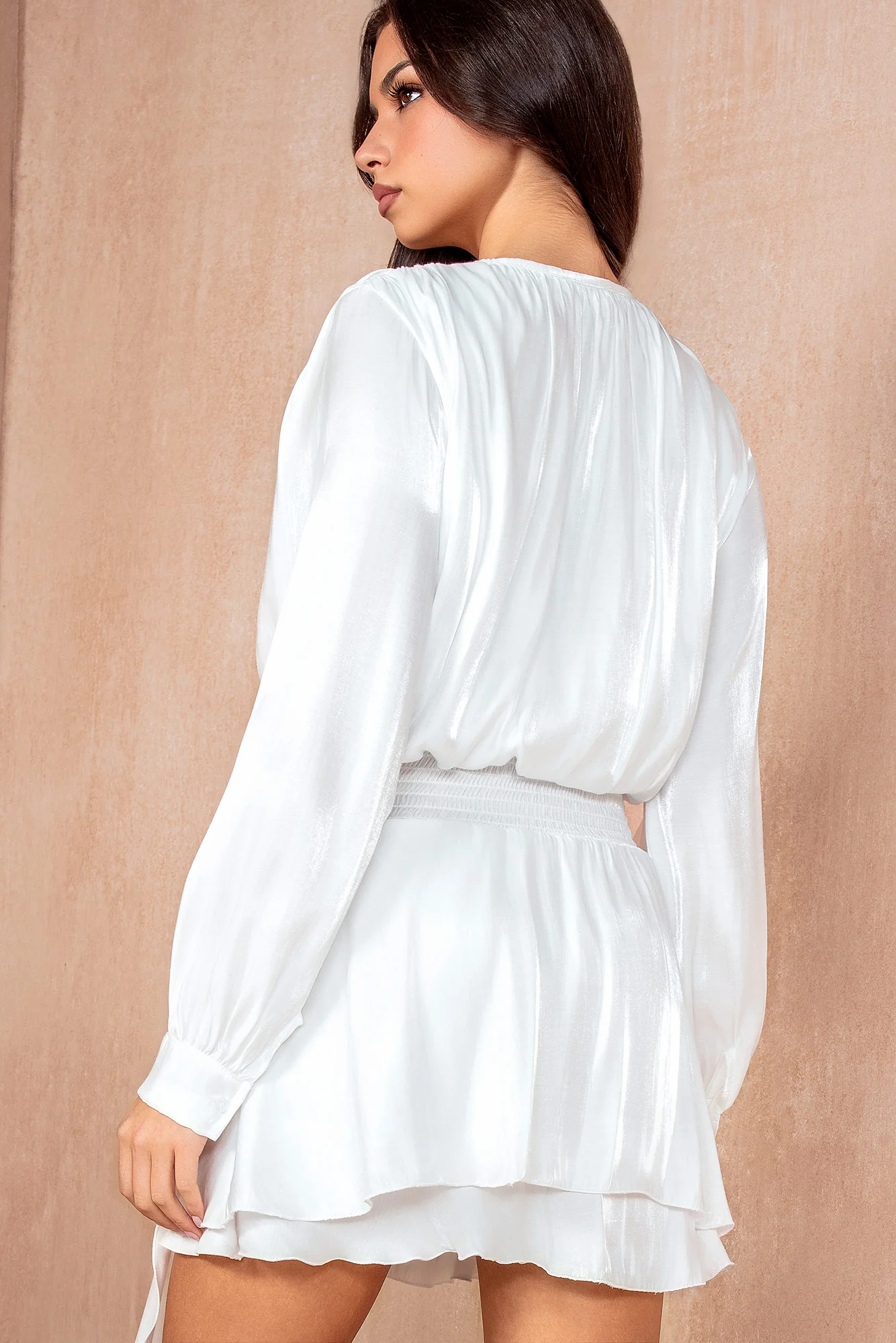 Jess White Shimmer Drape Dress - Weharma