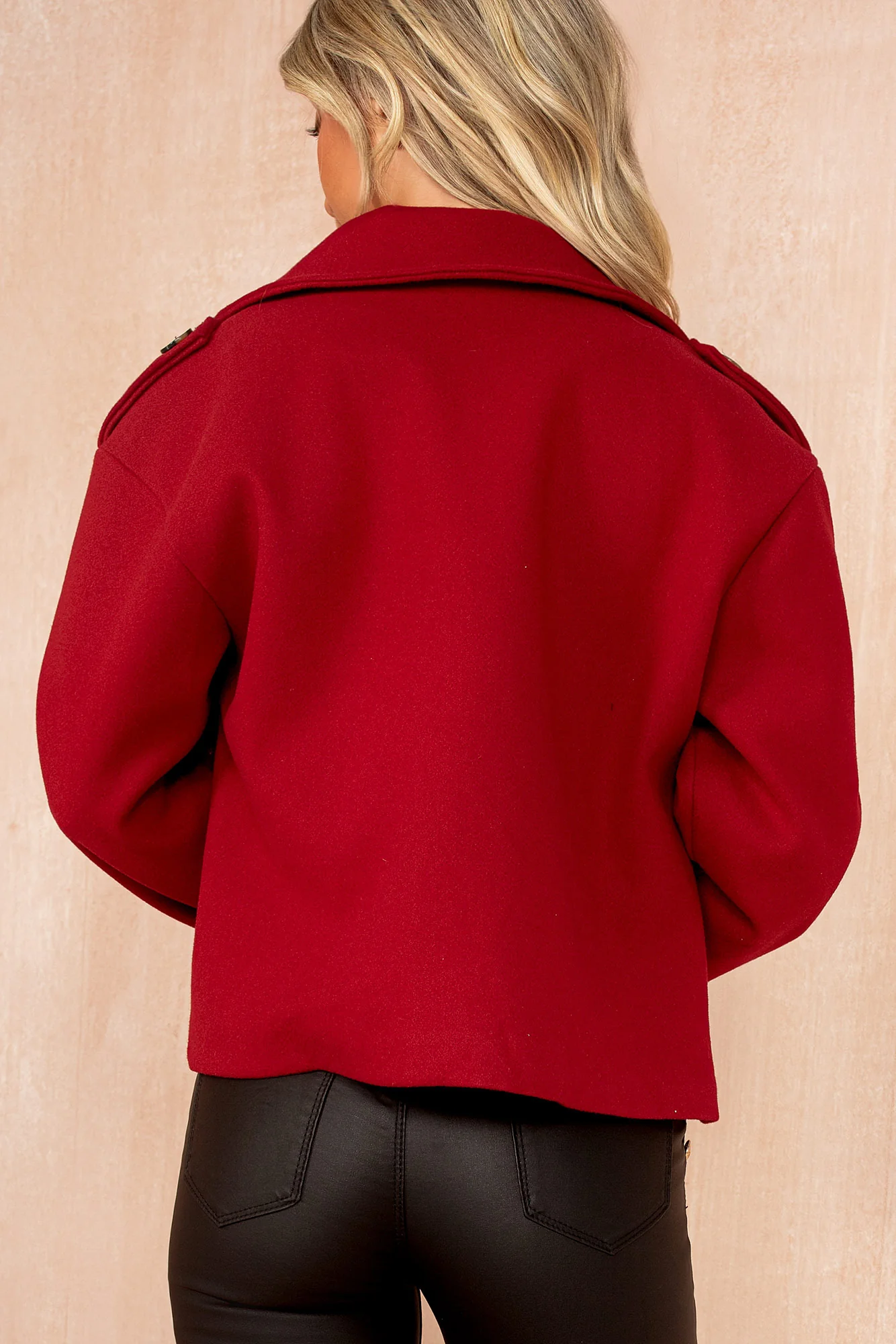 Ayden Wine Double Breasted Jacket - Weharma