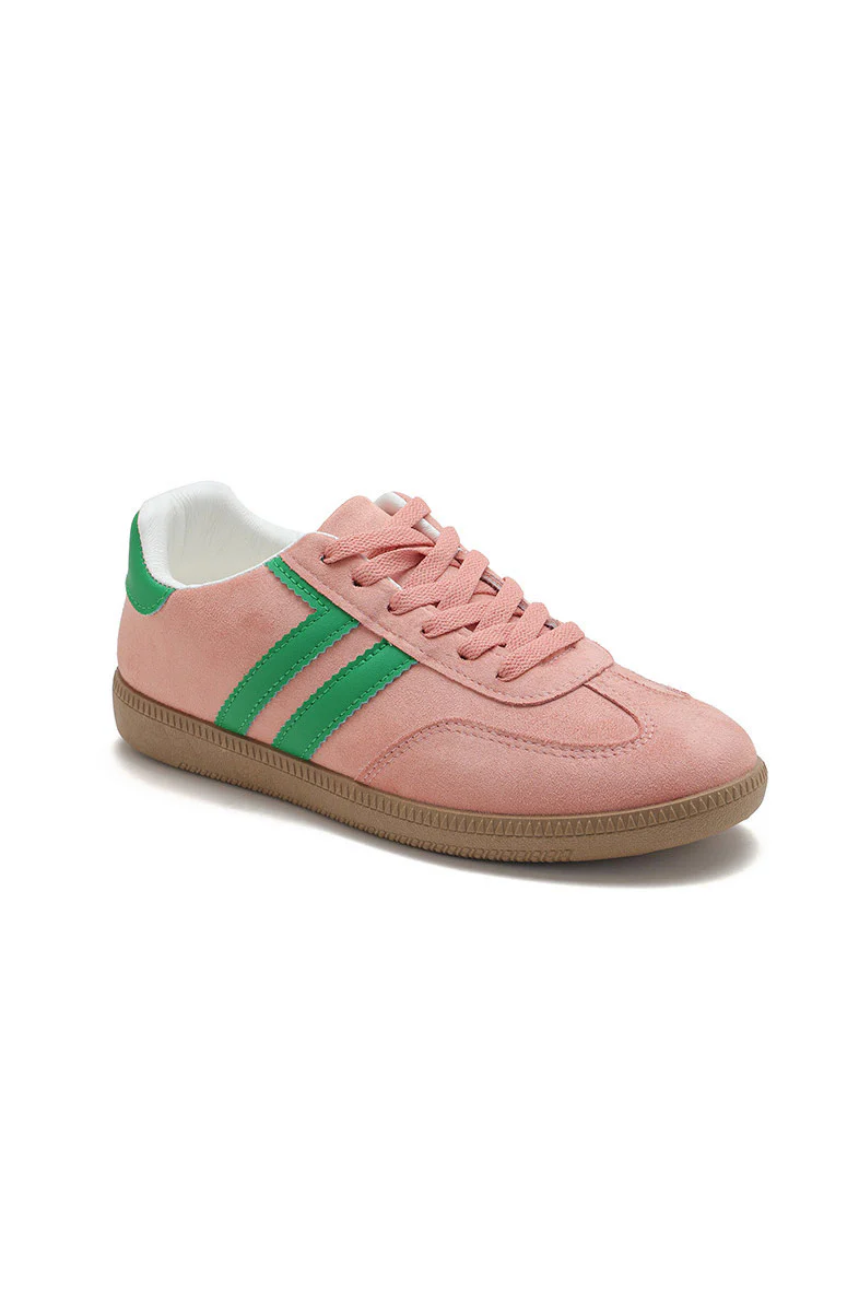 Alaina Pink Suedette Trainers - Weharma