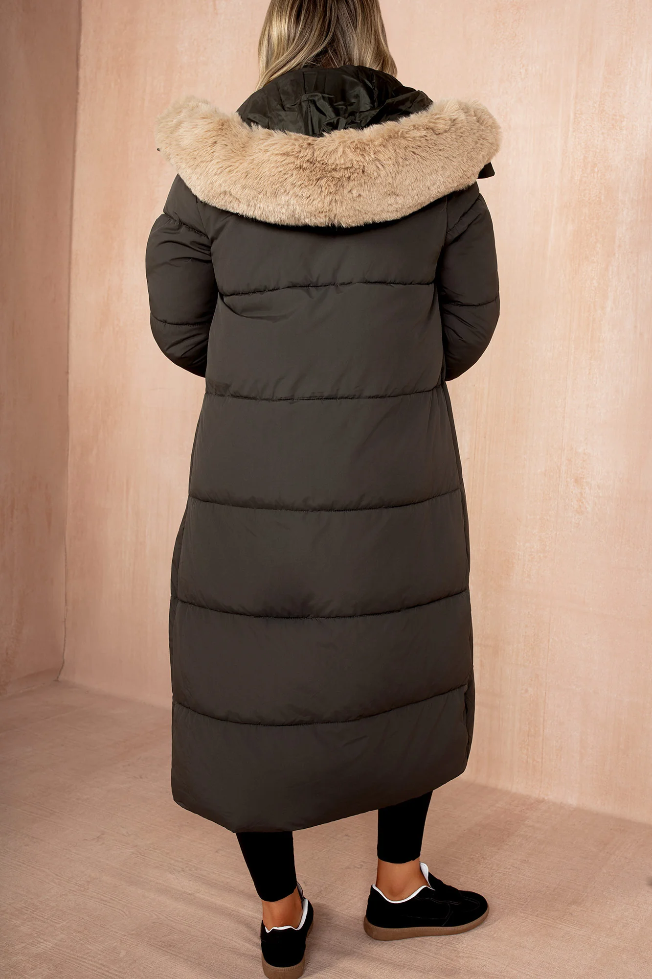 Esther Khaki Padded Longline Coat - Weharma