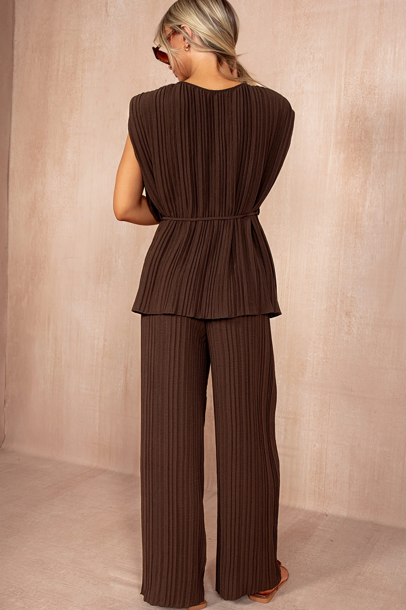 Odessa Chocolate Pleated Co Ord - Weharma