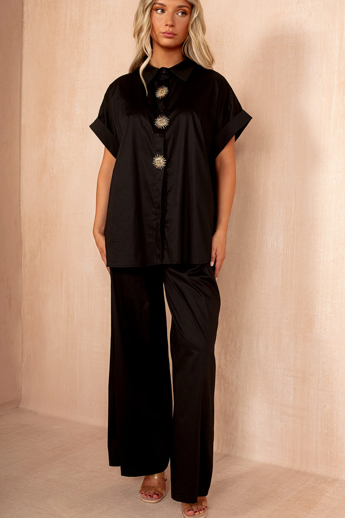 Perrie Black Cotton Brooch Co Ord - Weharma