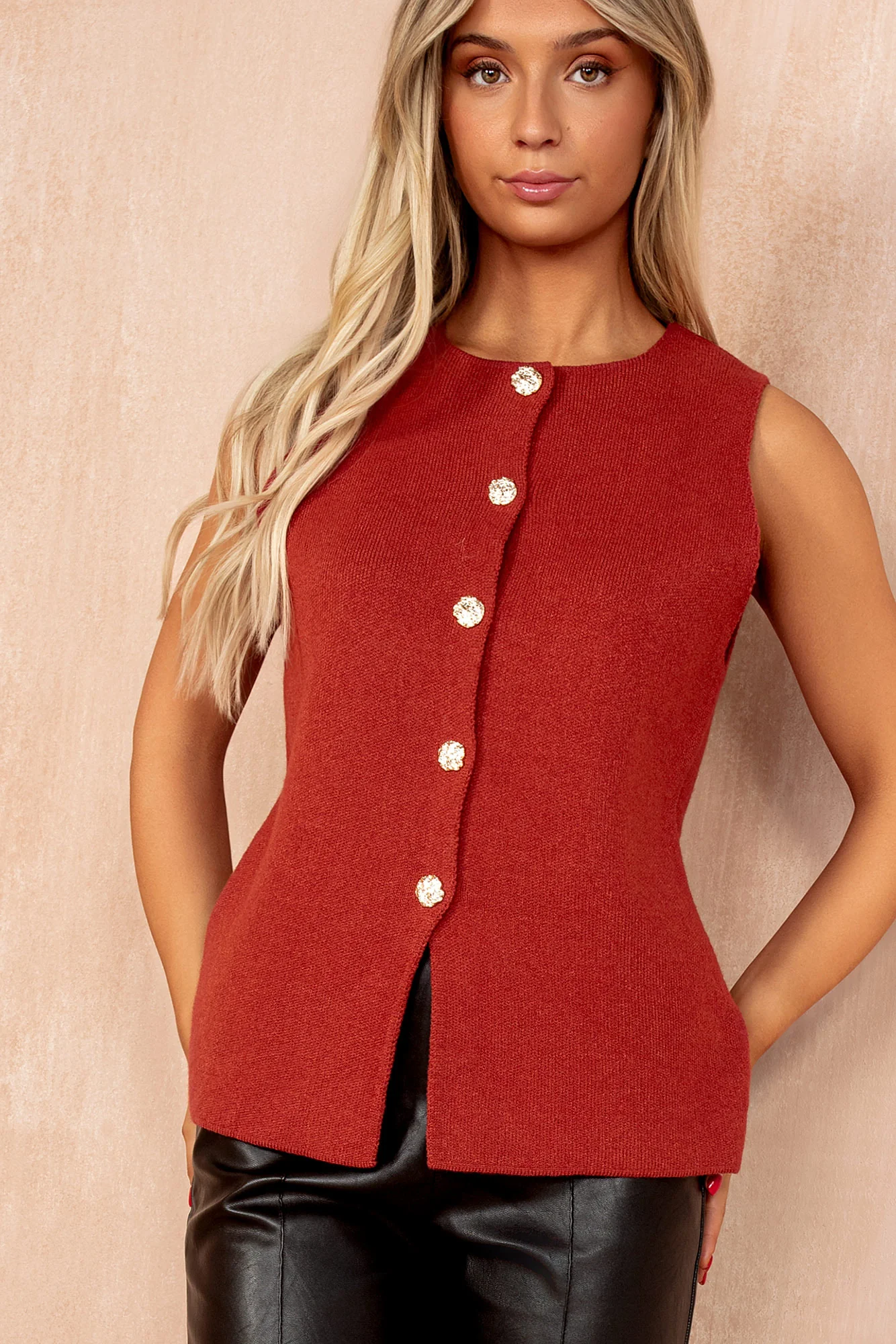 Jessica Rust Knit Waistcoat - Weharma