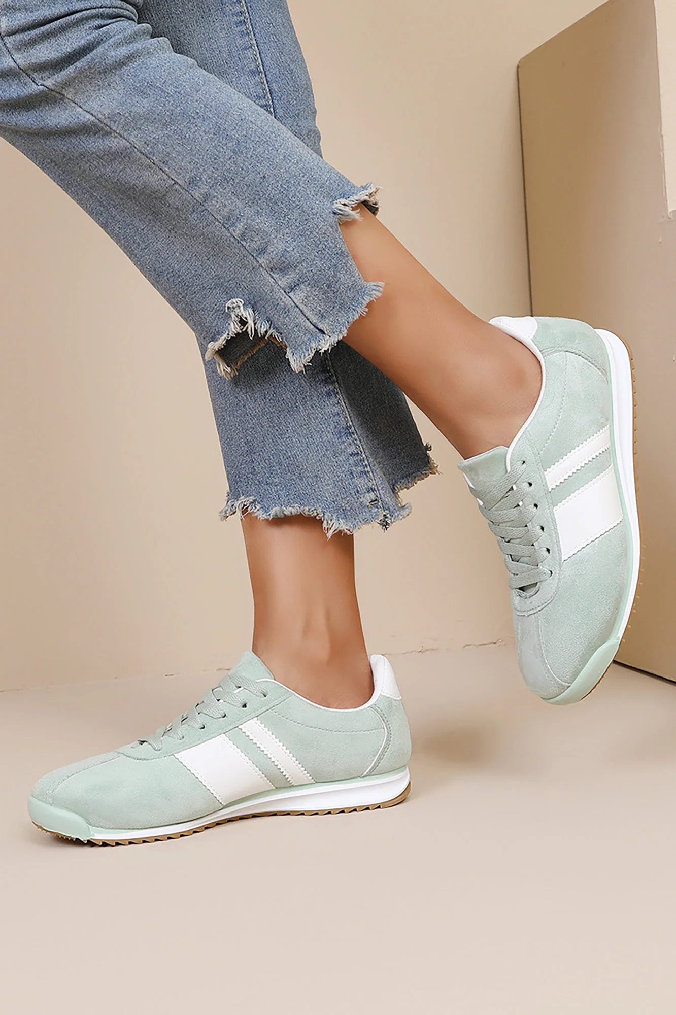 Orianna Green Suedette Trainers - Weharma