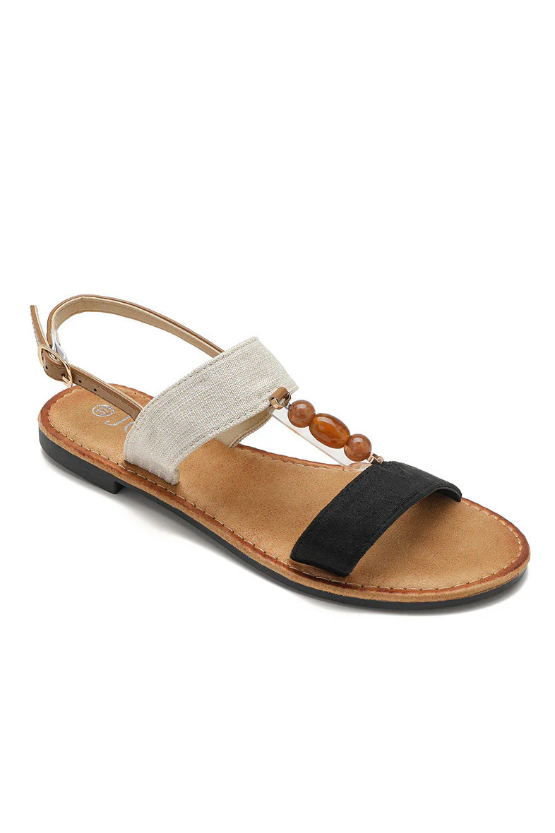 Donna Black Flat Sandals - Weharma