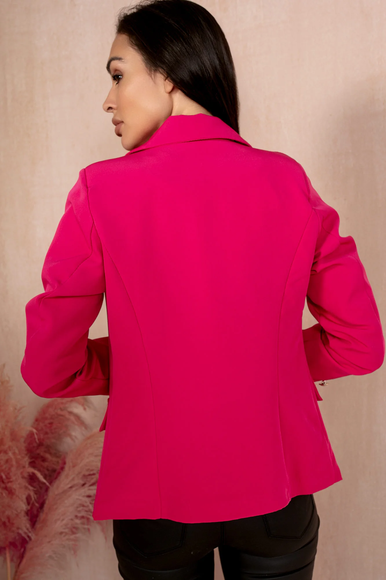 Haddie Fuchsia Button Detail Blazer - Weharma