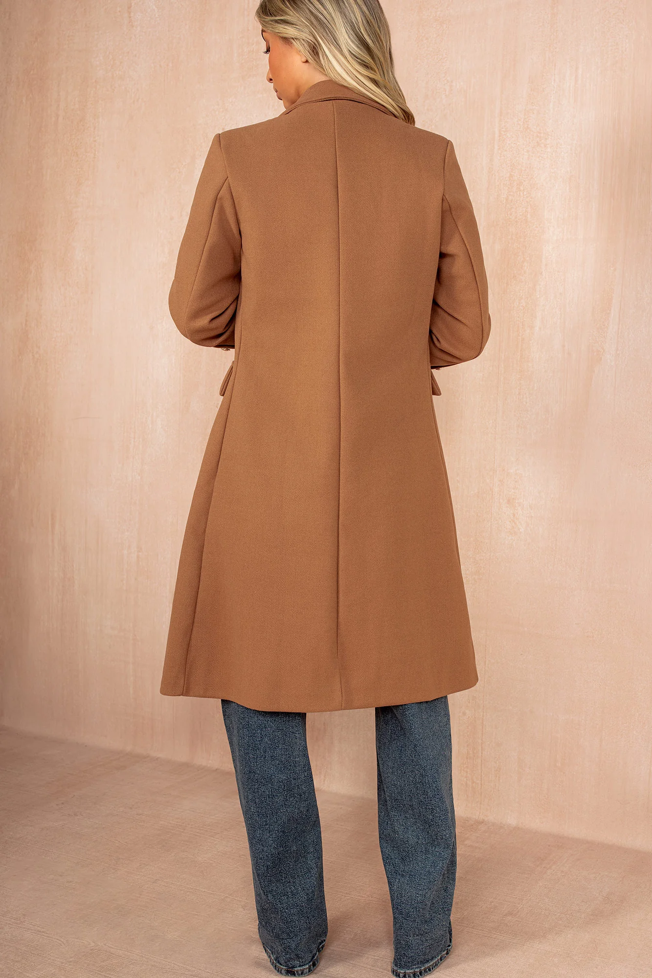 Winona Camel Longline Double Breasted Coat - Weharma