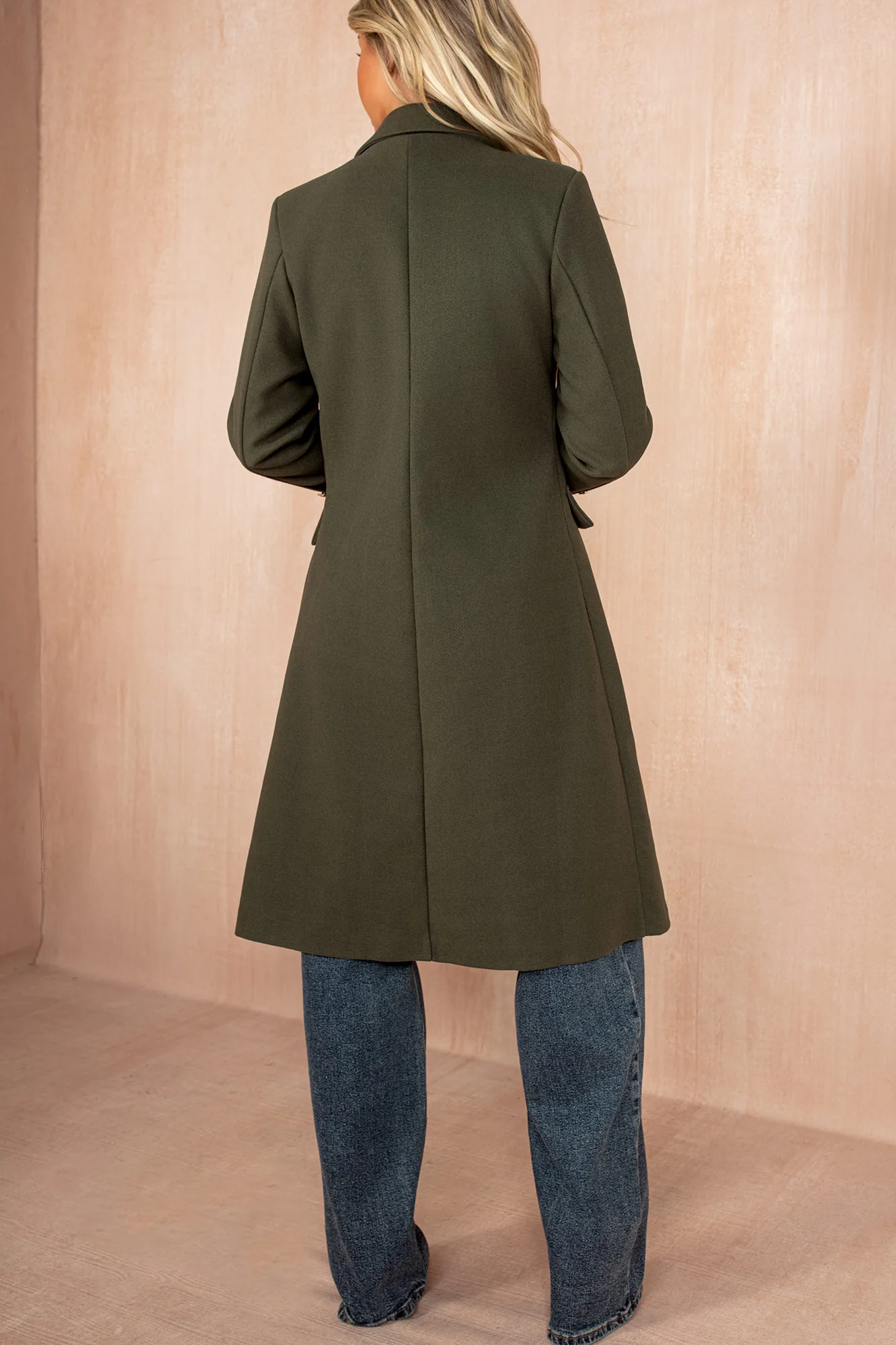 Winona Khaki Longline Double Breasted Coat - Weharma